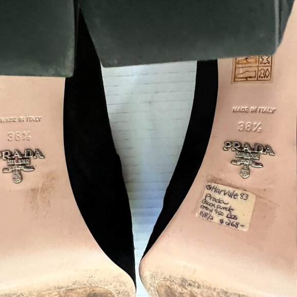 Prada Suede fringe block heels shoes size 38.5 - Picture 8 of 11